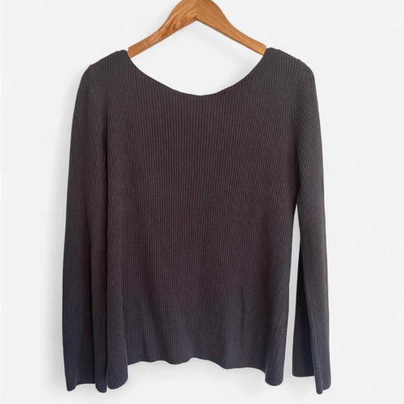 Aritzia Babaton Kitano Ribbed Sweater Gray Wool Blend Cross Back Size M - Picture 3 of 7